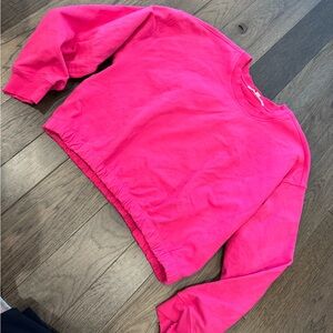 AMO Hot Pink Cropped Crewneck Sweatshirt